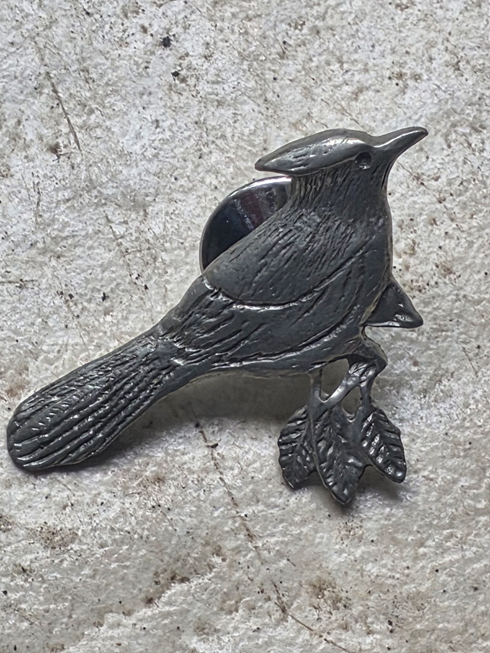 Silver Pewter Bird Brooch Pin - Elegant Bird Design Signed Breakwater